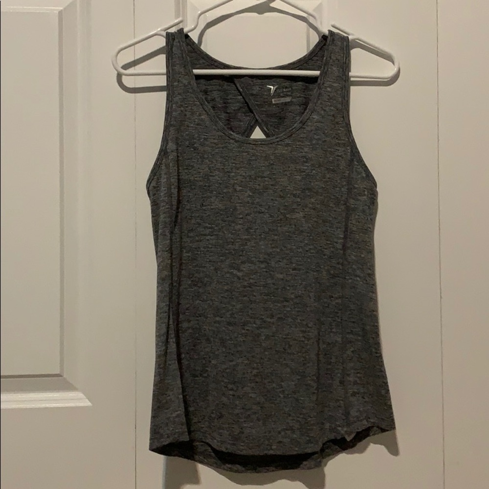 Grey marbled tank top with triangle cut-out